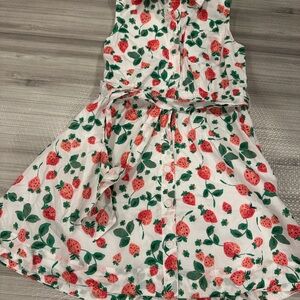 Crewcuts White Dress with Strawberry Print